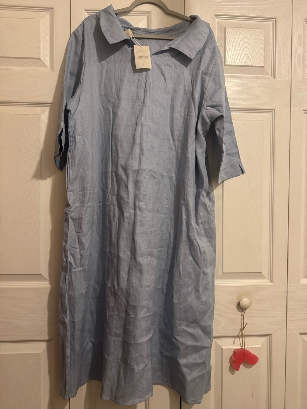 Lintico Blue Linen Shift Dress